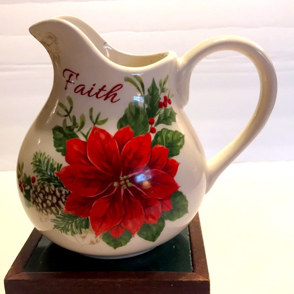 Vintage Christmas poinsettia pitcher - Picture 1 of 9
